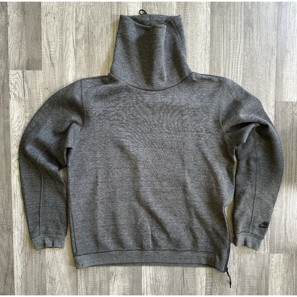 Nike Tech Fleece Funnel Neck Pullover Sweatshirt Gray Men's Medium Side Zip - Picture 2 of 15